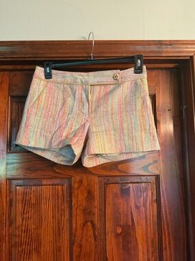 Trina Turk Pastel Multistripe High-Waist Shorts by Trina Turk